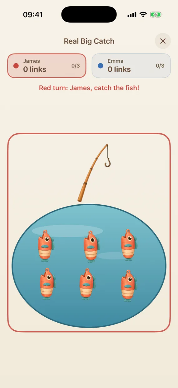 Real Big Catch: a two player fishing duel on one phone